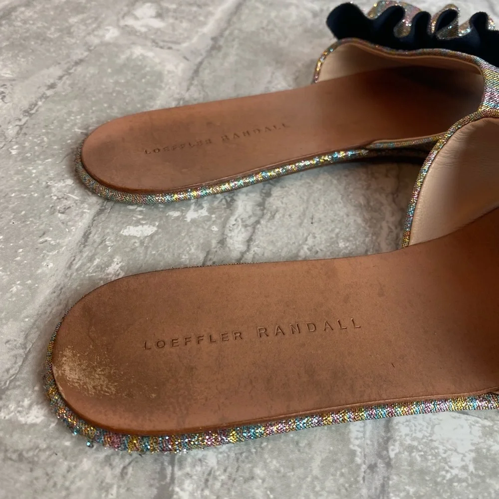 Loeffler Randall Glitter Flat Sandal Slides - Picture 10 of 13